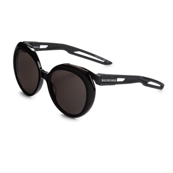 Balenciaga Black Oversized Round Black Sunglasses New With Case BB0024S - Picture 4 of 6